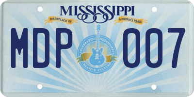MS license plate MDP007