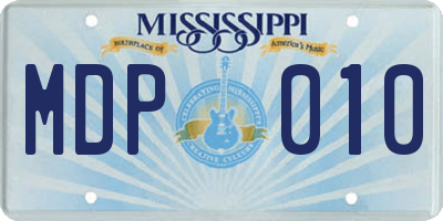 MS license plate MDP010