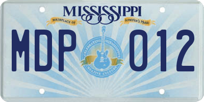 MS license plate MDP012