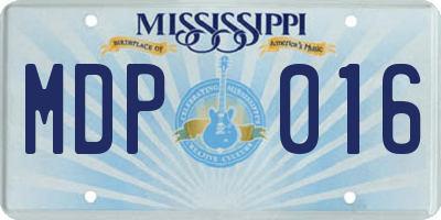 MS license plate MDP016