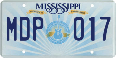 MS license plate MDP017