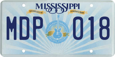 MS license plate MDP018