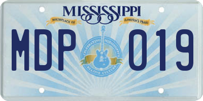 MS license plate MDP019