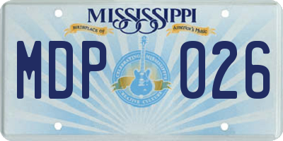 MS license plate MDP026
