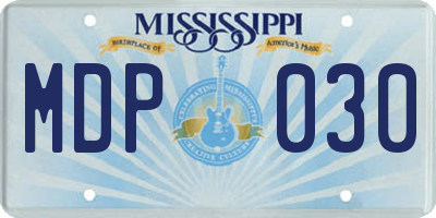 MS license plate MDP030
