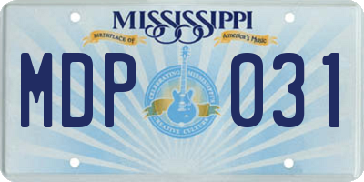 MS license plate MDP031