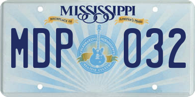 MS license plate MDP032