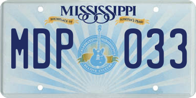 MS license plate MDP033