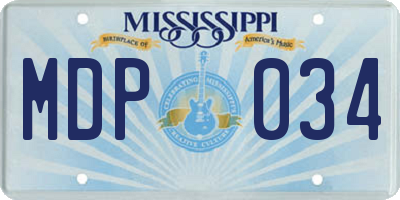 MS license plate MDP034