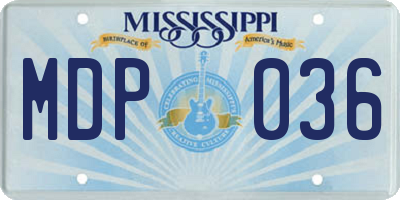 MS license plate MDP036