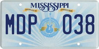 MS license plate MDP038