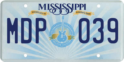 MS license plate MDP039