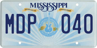 MS license plate MDP040