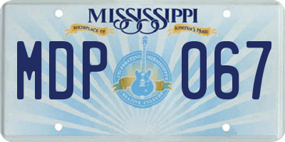 MS license plate MDP067