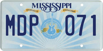 MS license plate MDP071
