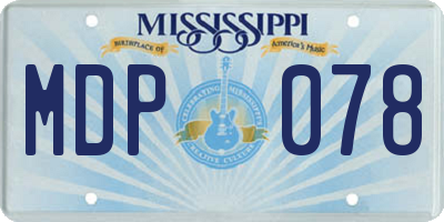 MS license plate MDP078