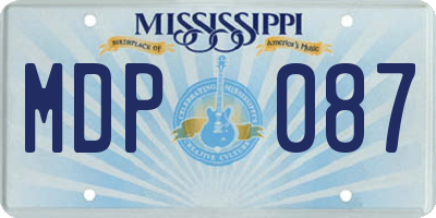 MS license plate MDP087