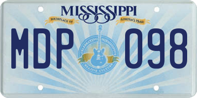 MS license plate MDP098