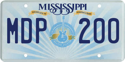 MS license plate MDP200