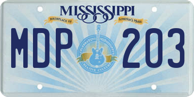 MS license plate MDP203