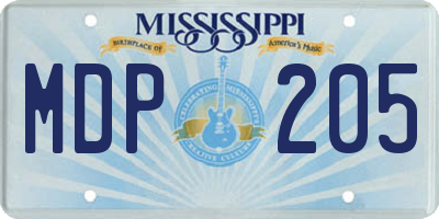 MS license plate MDP205