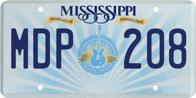 MS license plate MDP208