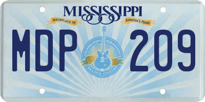 MS license plate MDP209