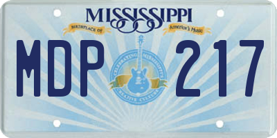 MS license plate MDP217