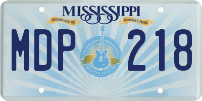 MS license plate MDP218