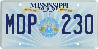 MS license plate MDP230