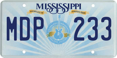 MS license plate MDP233