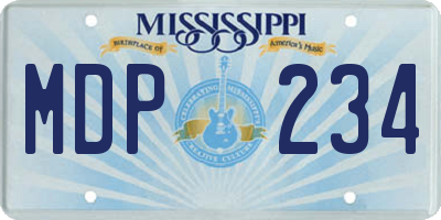 MS license plate MDP234