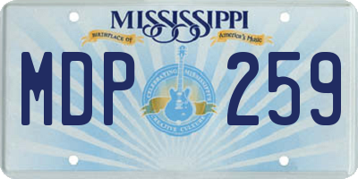 MS license plate MDP259