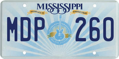MS license plate MDP260