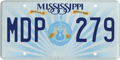 MS license plate MDP279