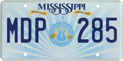 MS license plate MDP285