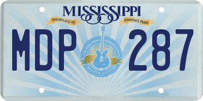 MS license plate MDP287