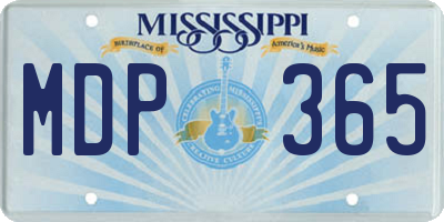 MS license plate MDP365