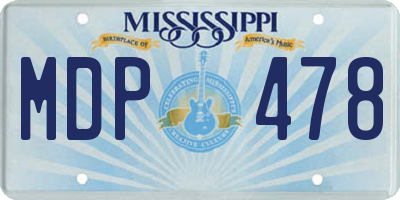 MS license plate MDP478