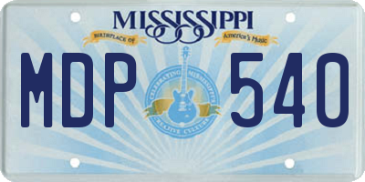 MS license plate MDP540