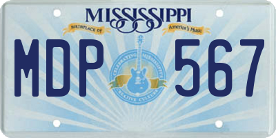 MS license plate MDP567