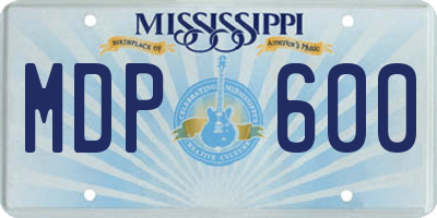 MS license plate MDP600