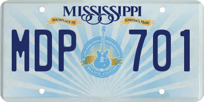 MS license plate MDP701