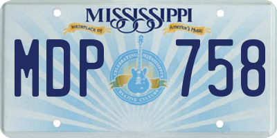 MS license plate MDP758