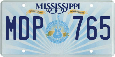 MS license plate MDP765