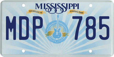MS license plate MDP785