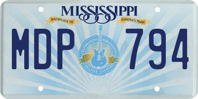 MS license plate MDP794