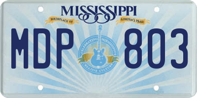 MS license plate MDP803