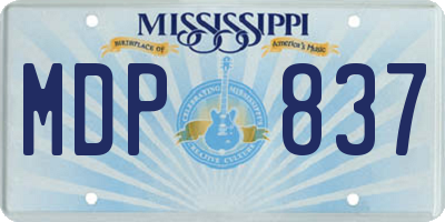 MS license plate MDP837