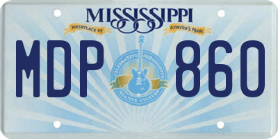 MS license plate MDP860